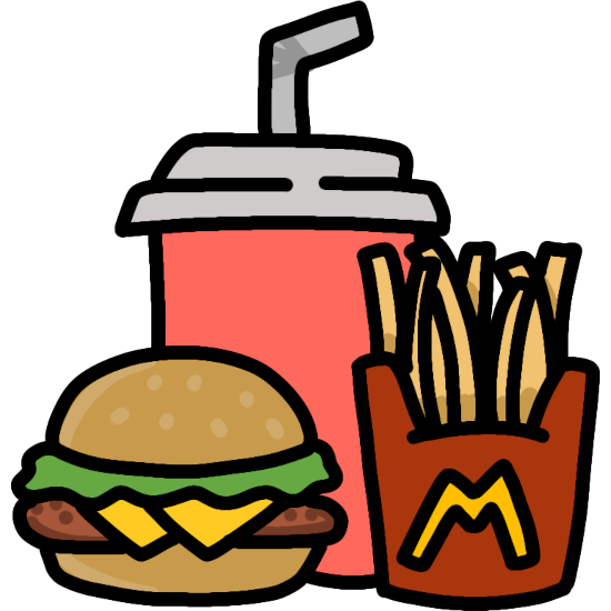 a transparent icon of a burger, fries, and a soda. a transparent icon of a burger, fries, and a soda.